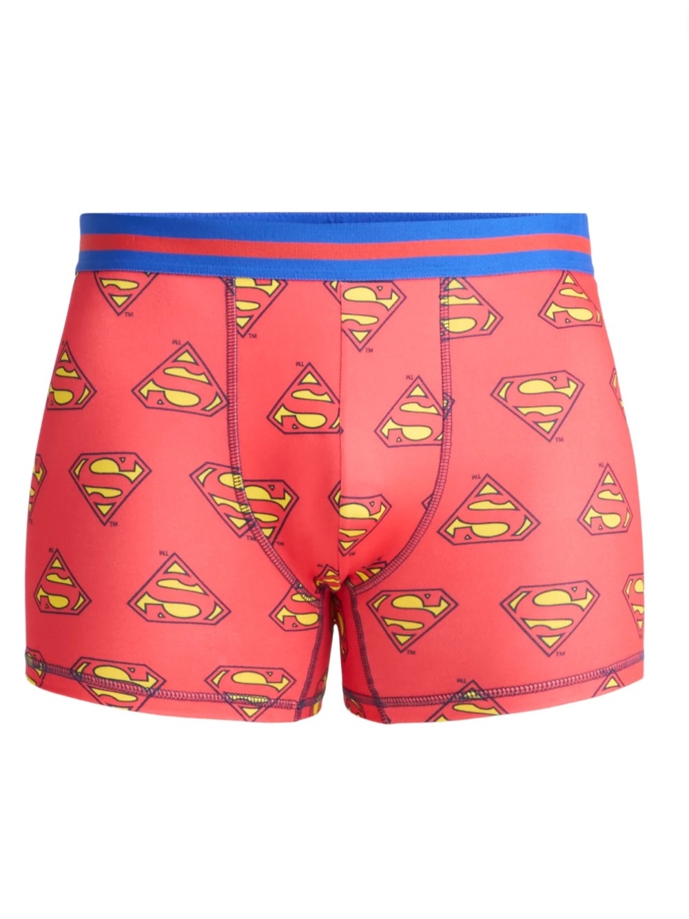 DC Comics Red Superman Logo Boxer Briefs with Blue Waistband